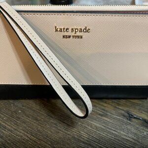 Kate Spade Ladies Spencer Small Slim Bifold Wallet Warm Beige_Black